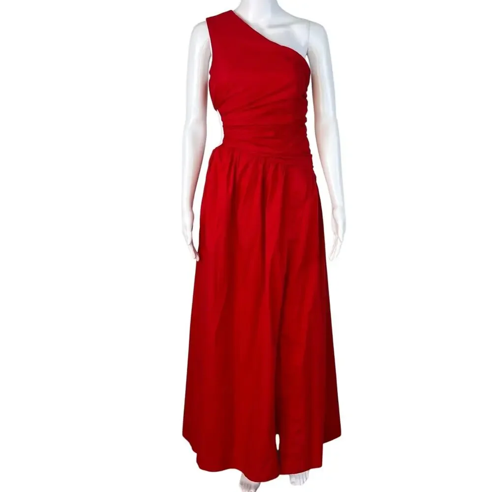 Abercrombie and Fitch Red Cutout Waist One Shoulder Dress (Sz XS)